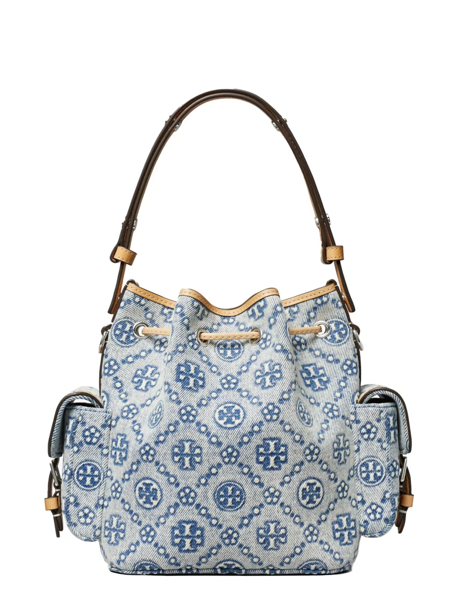 TORY BURCH Women Pockets T Monogram Denim Bucket Bag - Image 2