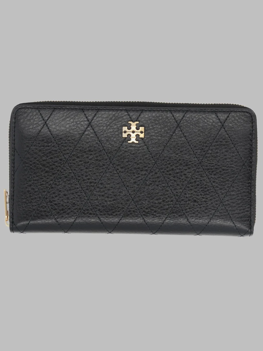 Tory Burch Women’s Leather Wallet with Cowhide Trim and Polyester Lining