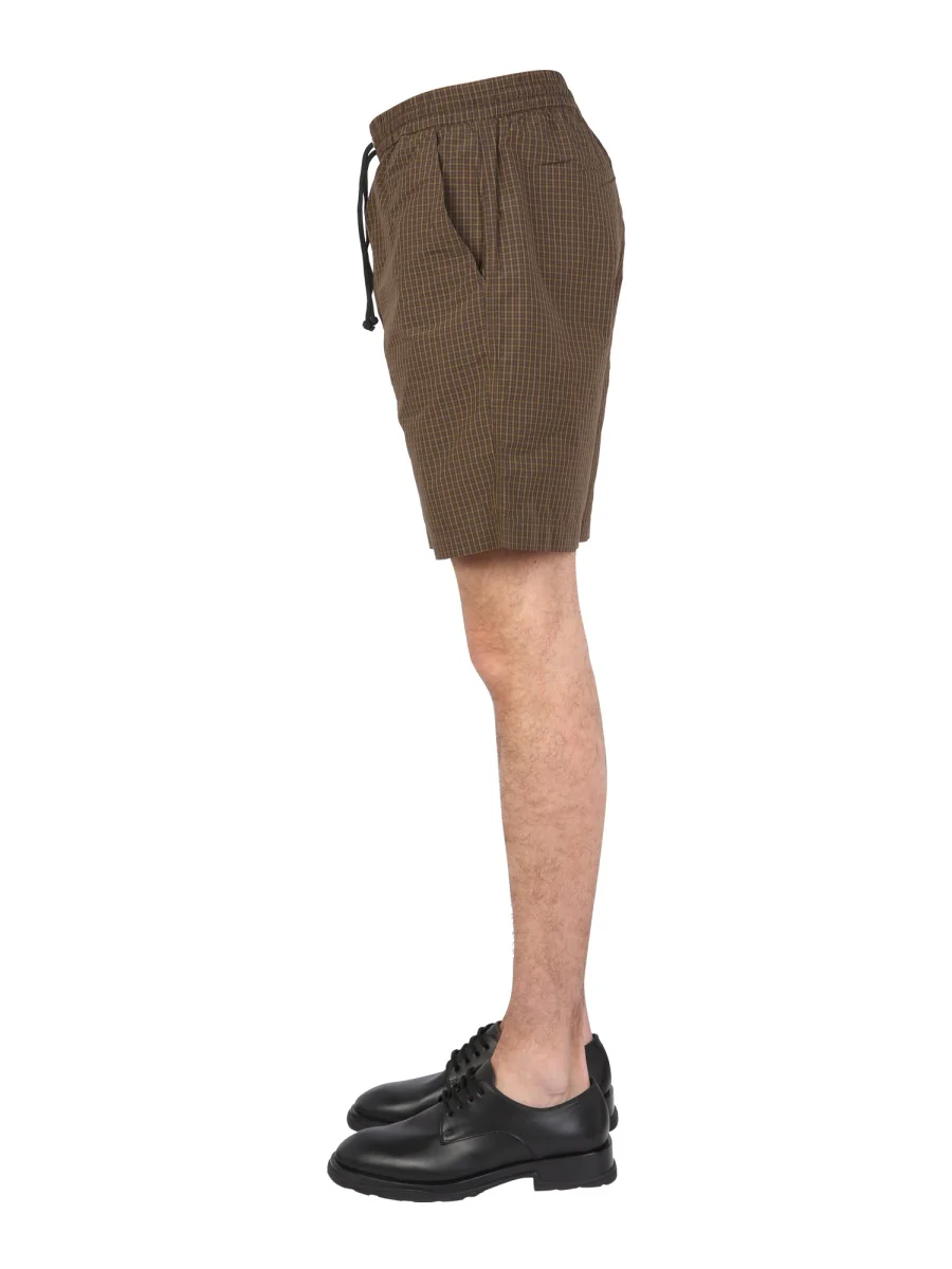 Universal Works Men's Mini Check Pattern Bermuda Shorts - Image 3