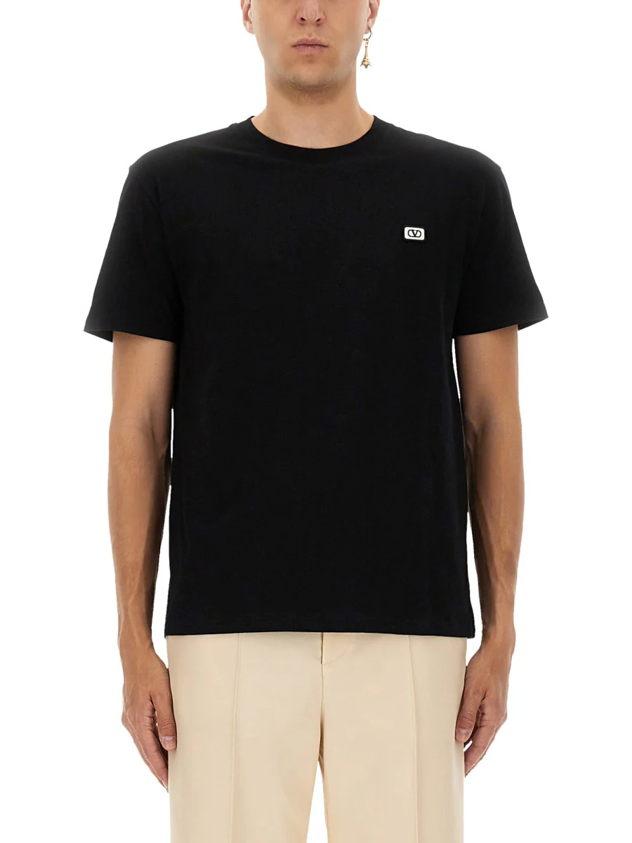 VALENTINO Cotton T-shirt with Vlogo Signature Patch for Man