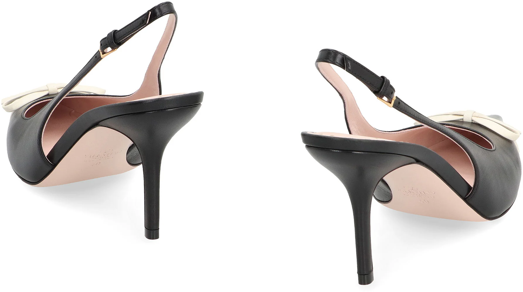 Valentino Garavani Lethestanether Slingback Pumps with Pointed Toe & Front Bow - Image 4