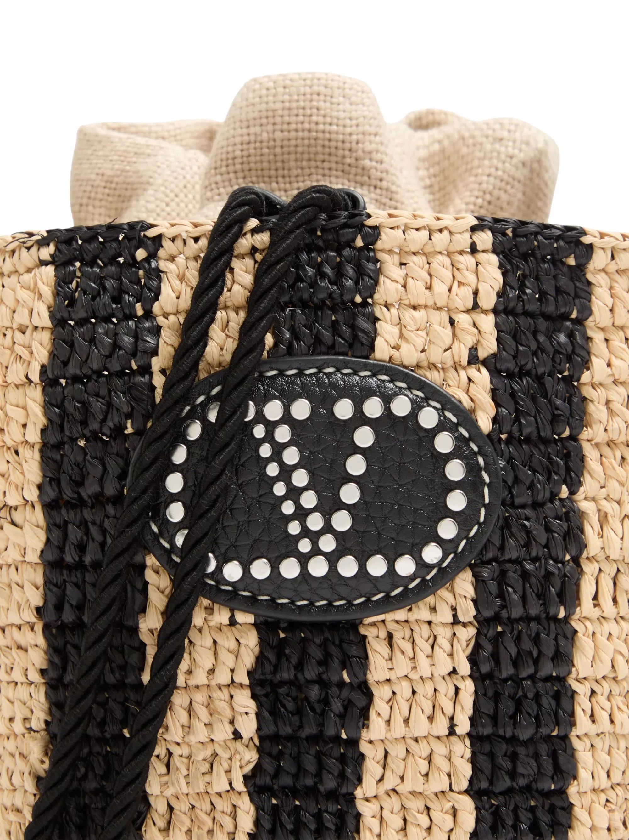 Valentino Garavani Raffia Bucket Handbag with Drawstring Closure - 15.5 x 19 x 15.5 cm - Image 3