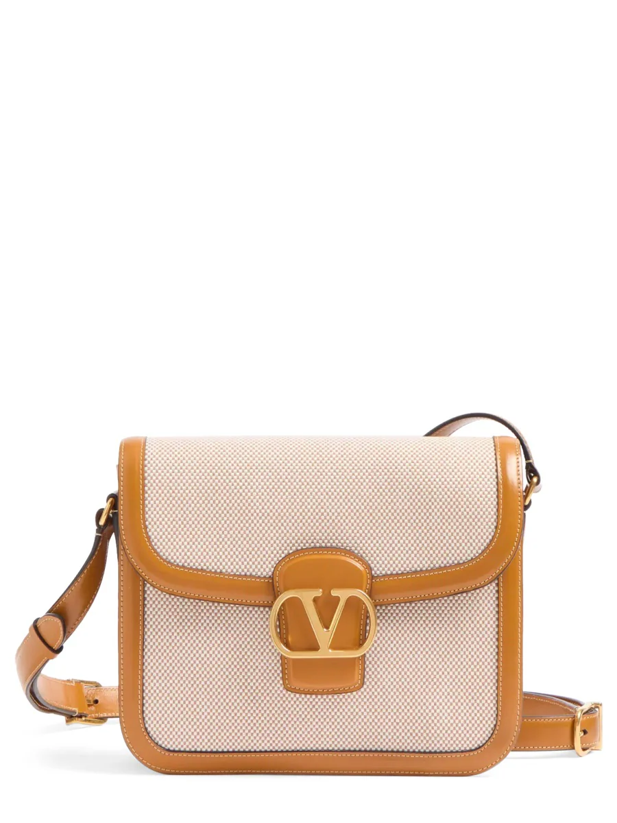 VALENTINO GARAVANI Two-tone Canvas and Leather 9TO5 Shoulder Bag