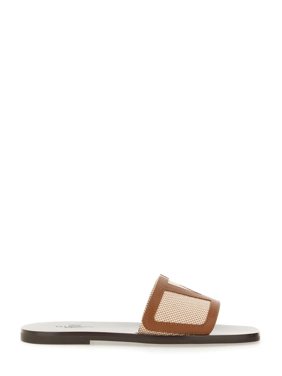 VALENTINO GARAVANI Two-tone Canvas and Leather Viva Superstar Slippers