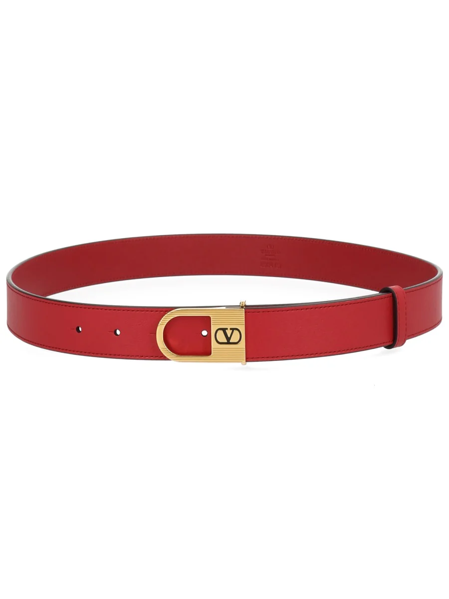 VALENTINO GARAVANI Vlogo Signature Reversible Shiny Calfskin Belt - 30mm / 1.2 In. for Woman