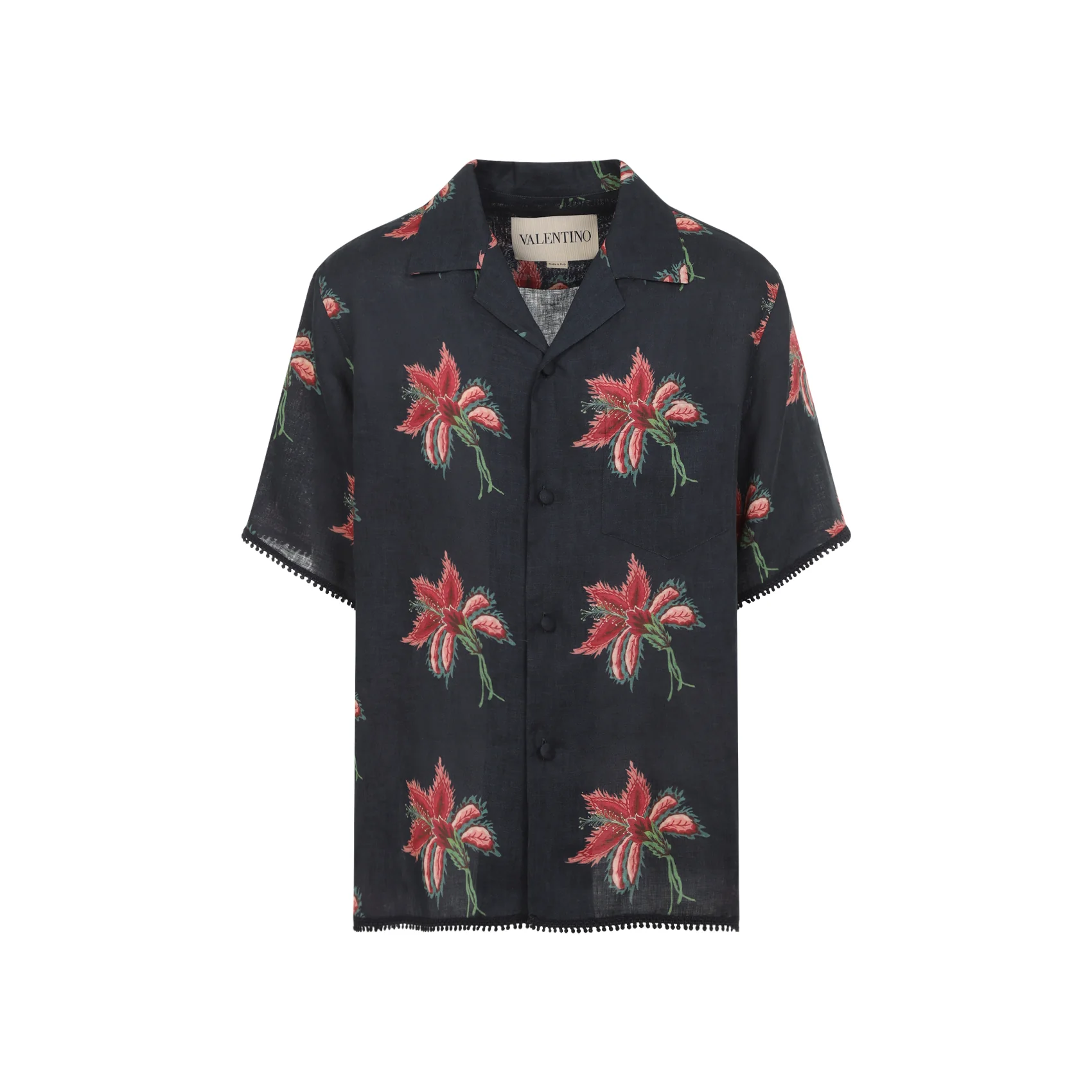 Valentino Linen Bowling Shirt with Papier Floral Print for Man - Image 2