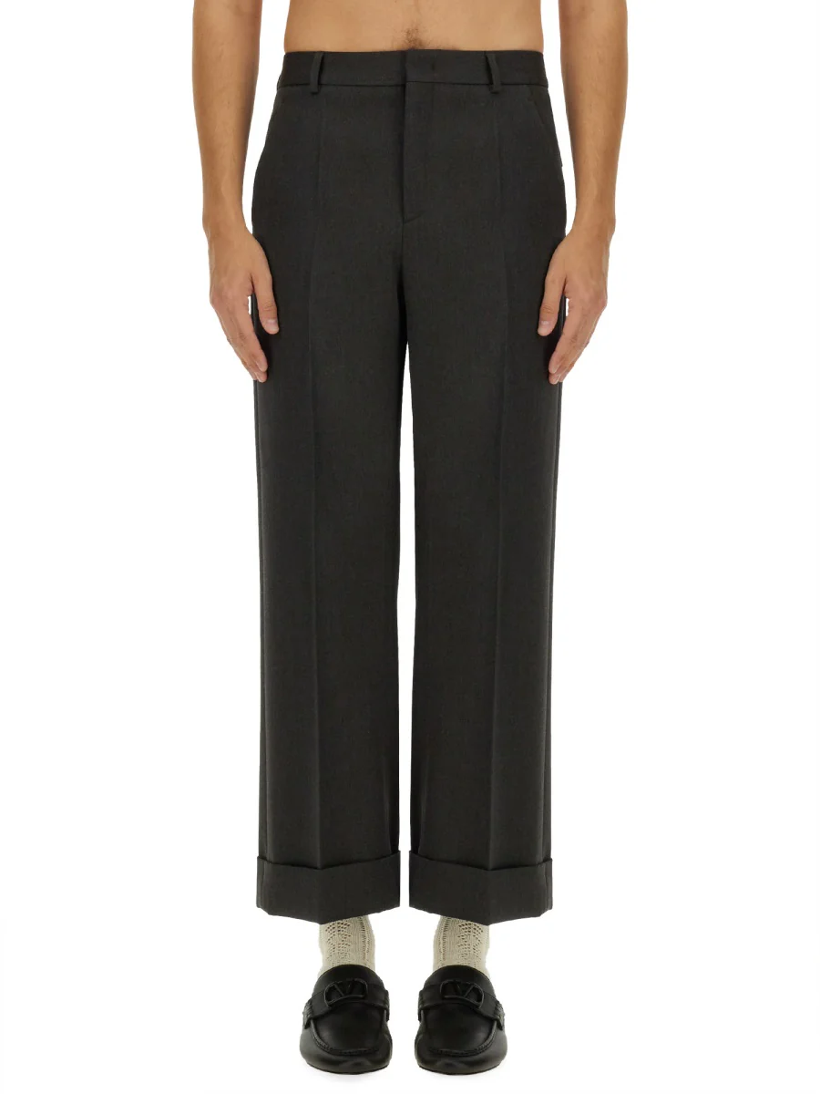 VALENTINO Straight-Leg Pleated Grain de Poudre Wool Trousers