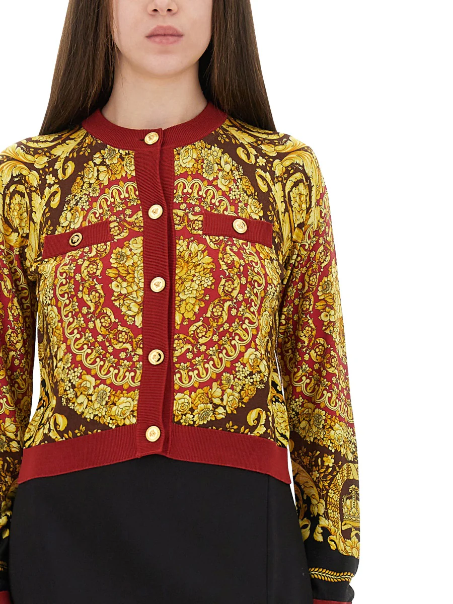 VERSACE Baroque Silk Knit Cardigan - Image 4