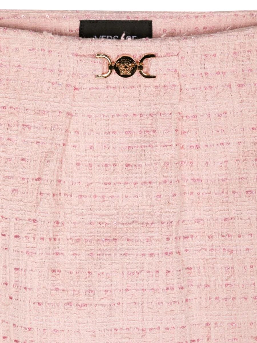 Versace Cotton Mix Tweed Mini Skirt for Girls - Image 6
