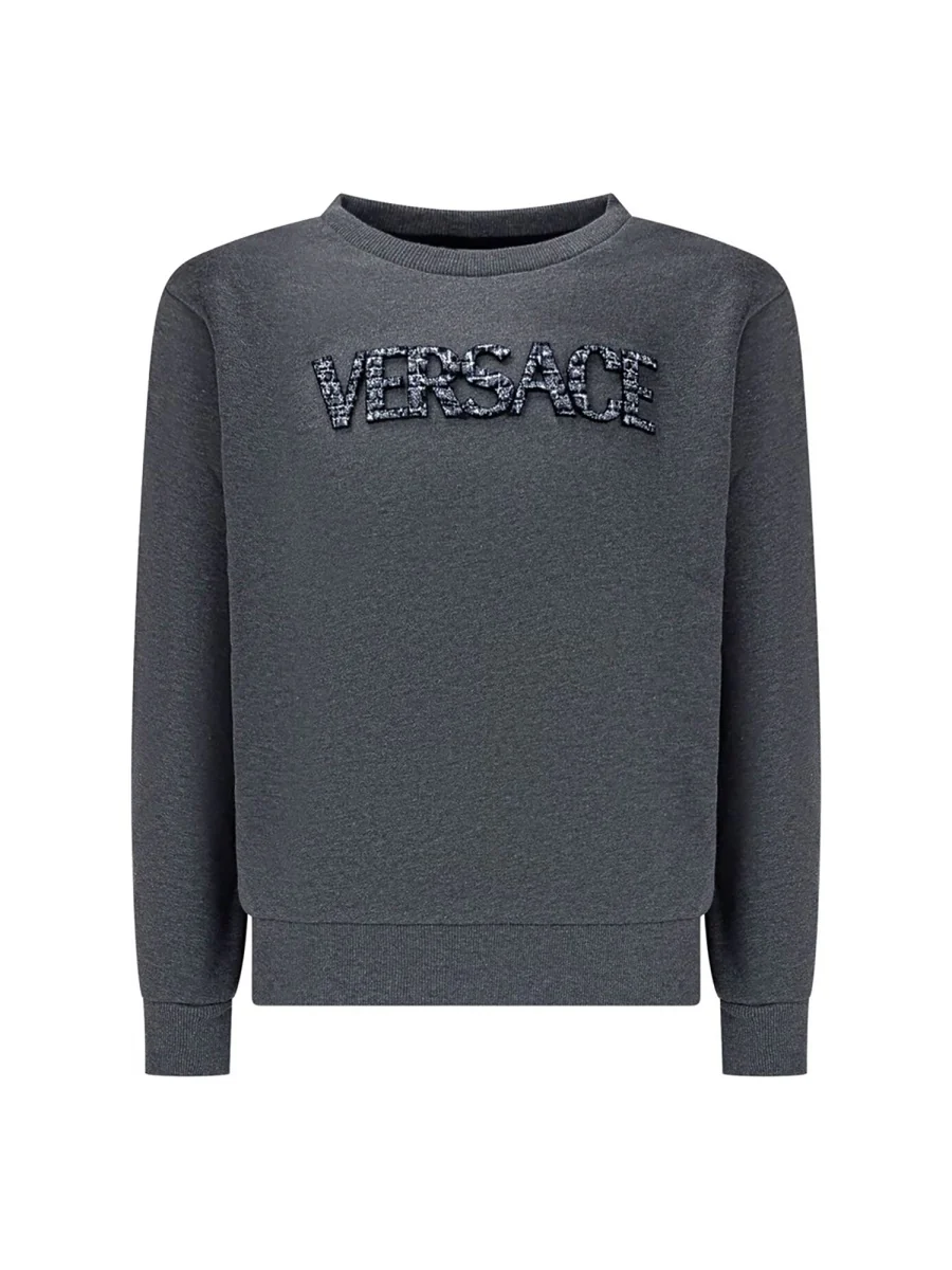 Versace Girls' Fleece Sweatshirt with Embroidered Logo