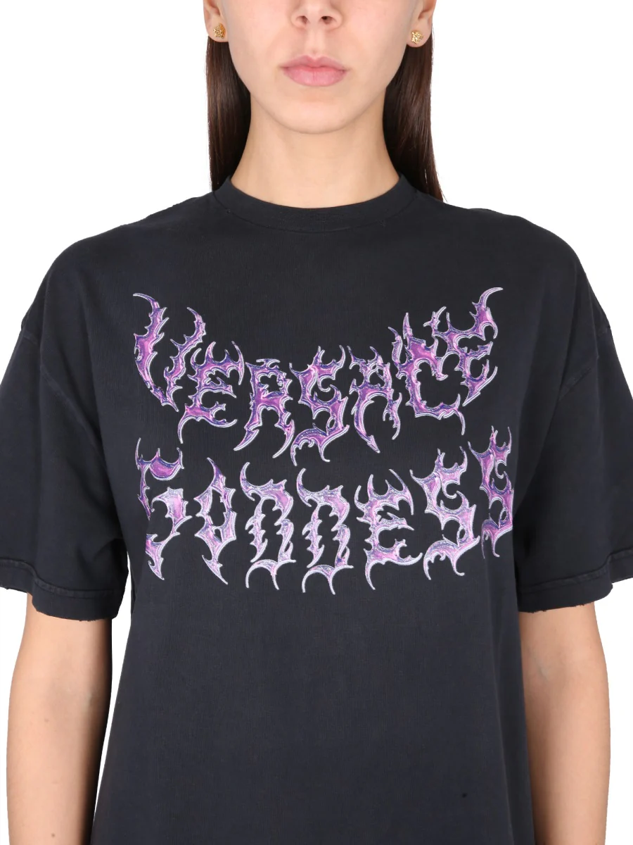 VERSACE Goddess Oversized Cotton T-Shirt - Image 4