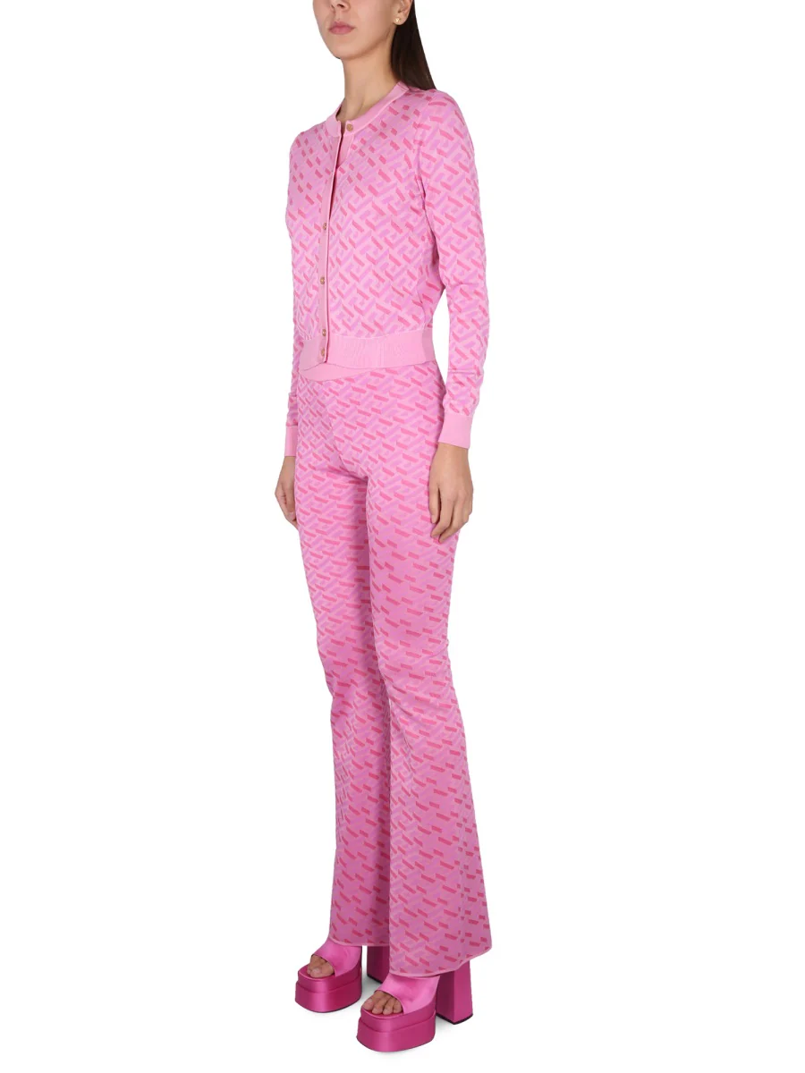 VERSACE Knit Jacquard V Cropped Cardigan - Image 2