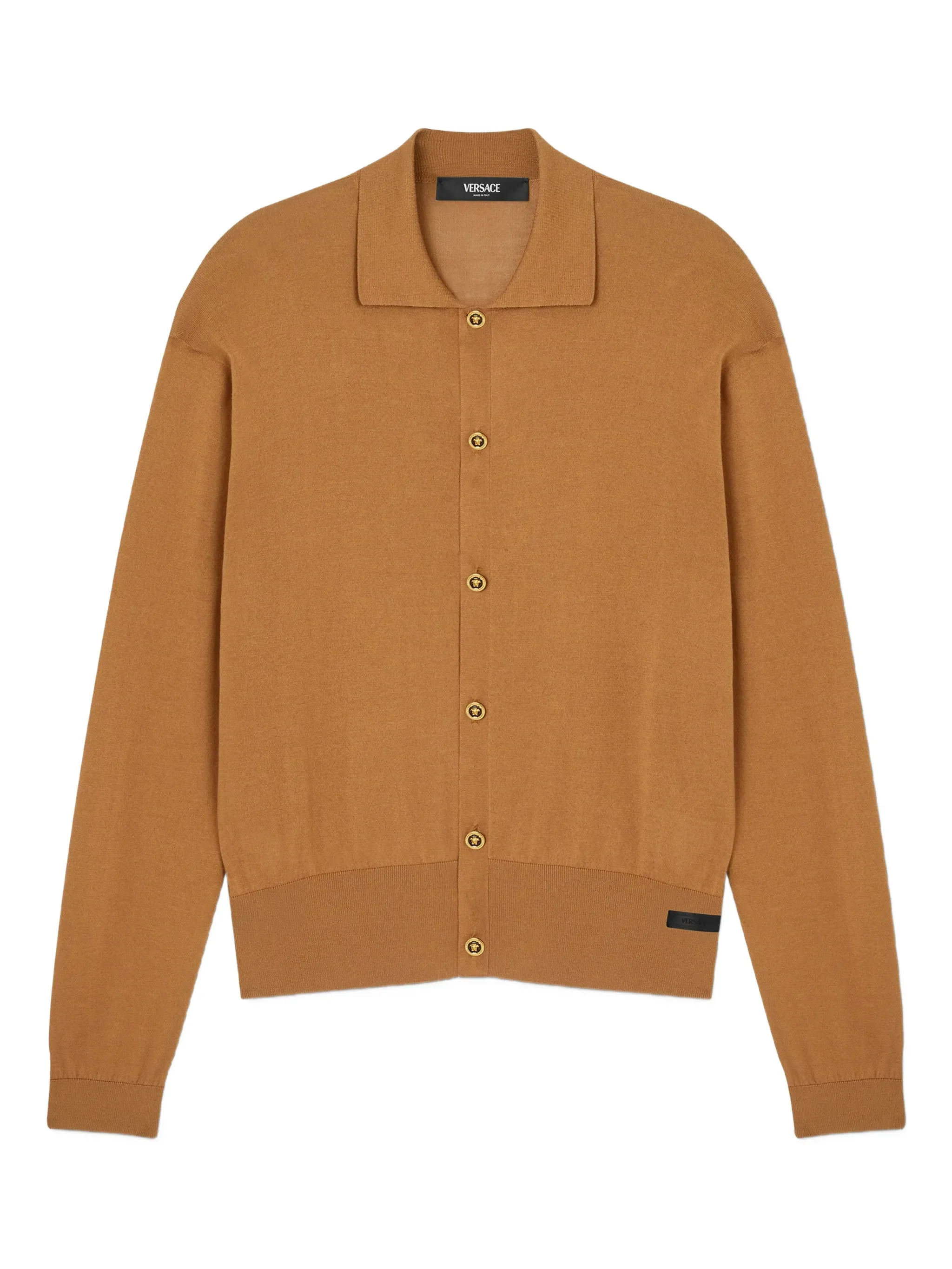 Versace Long Sleeve Tailored Sweater with Medusa Buttons