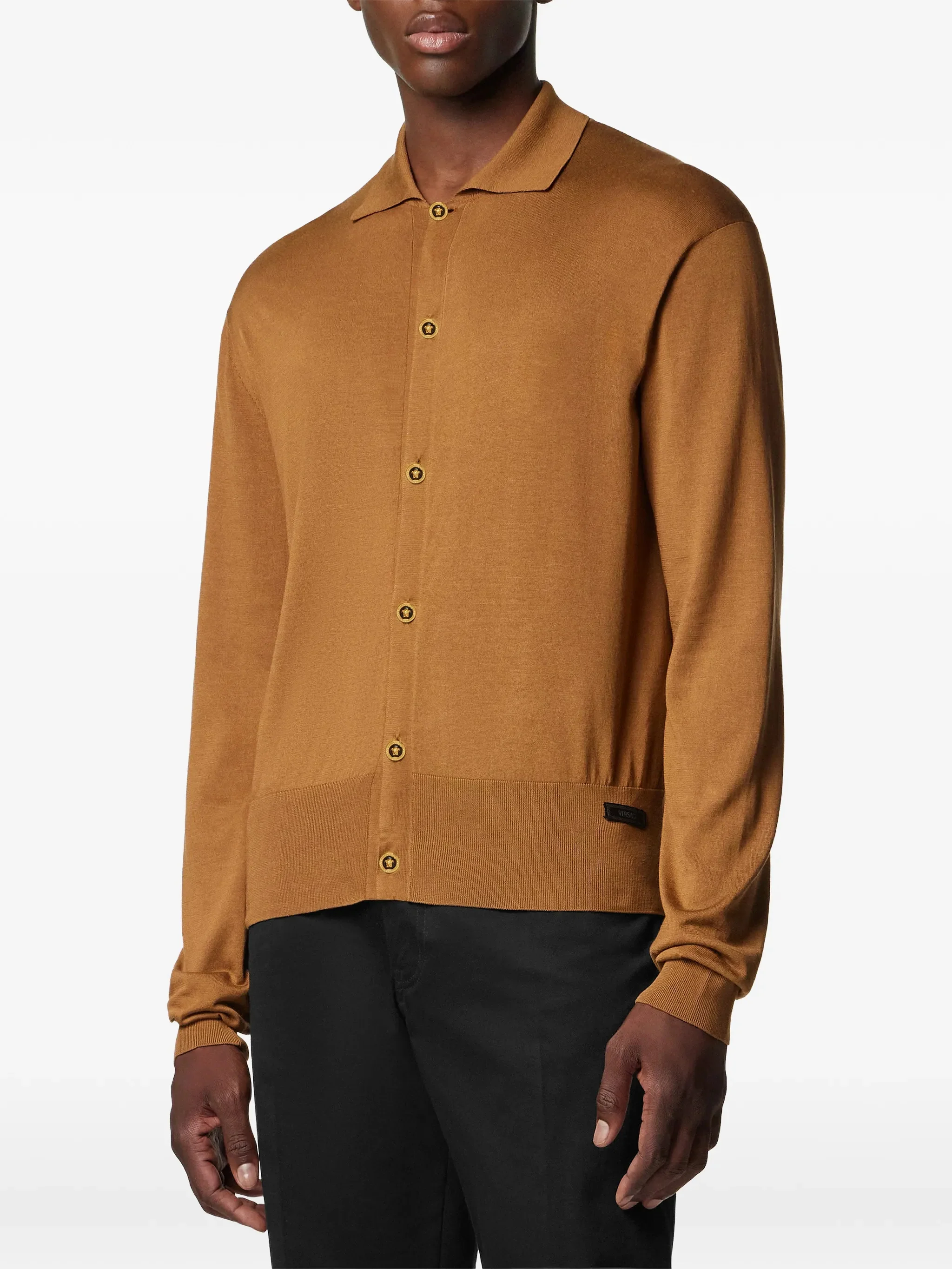 Versace Long Sleeve Tailored Sweater with Medusa Buttons - Image 3