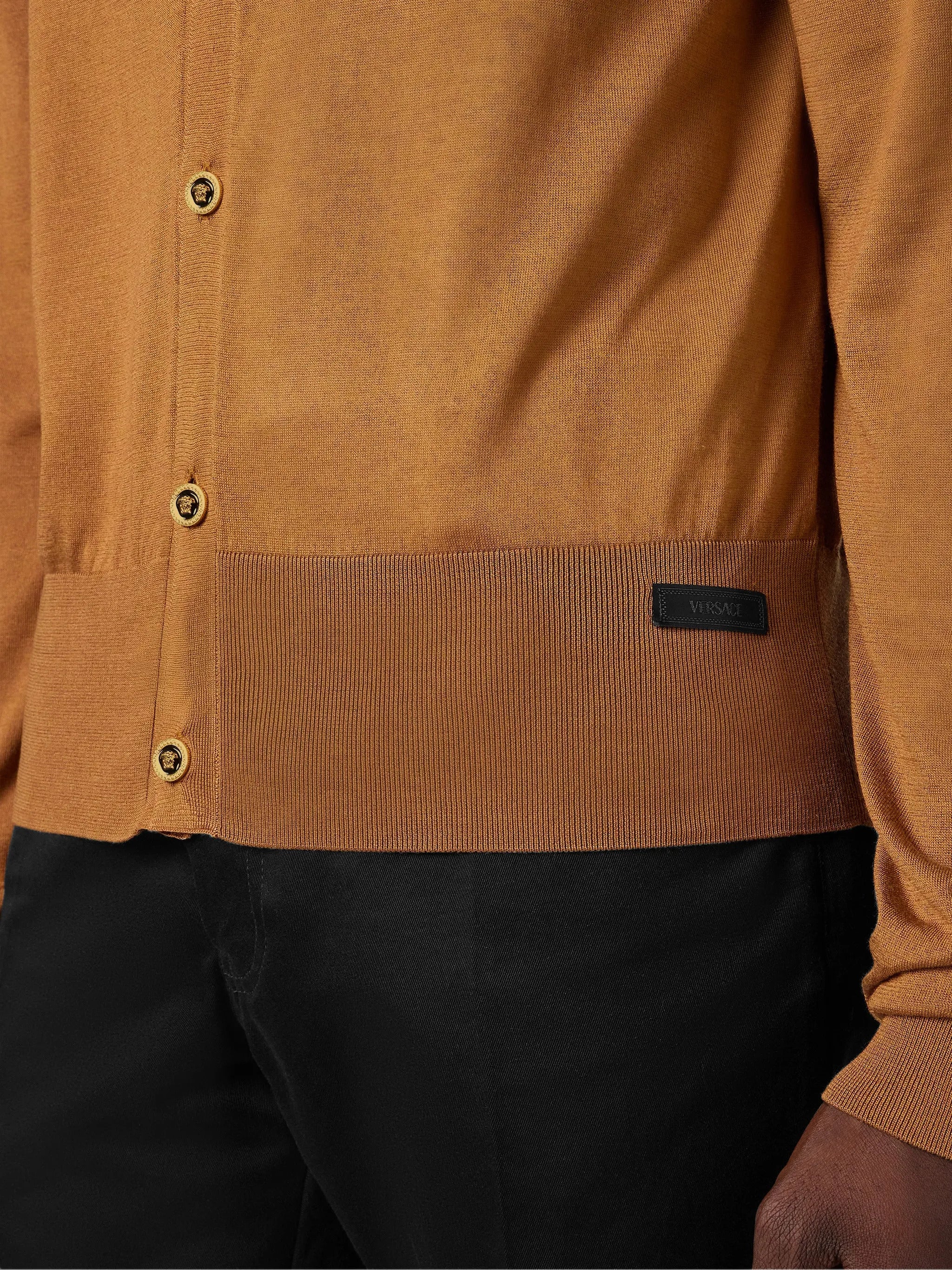 Versace Long Sleeve Tailored Sweater with Medusa Buttons - Image 5