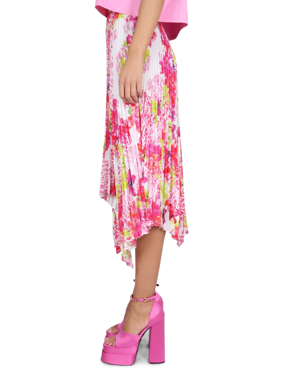VERSACE Pleated Floral Skirt - Image 3