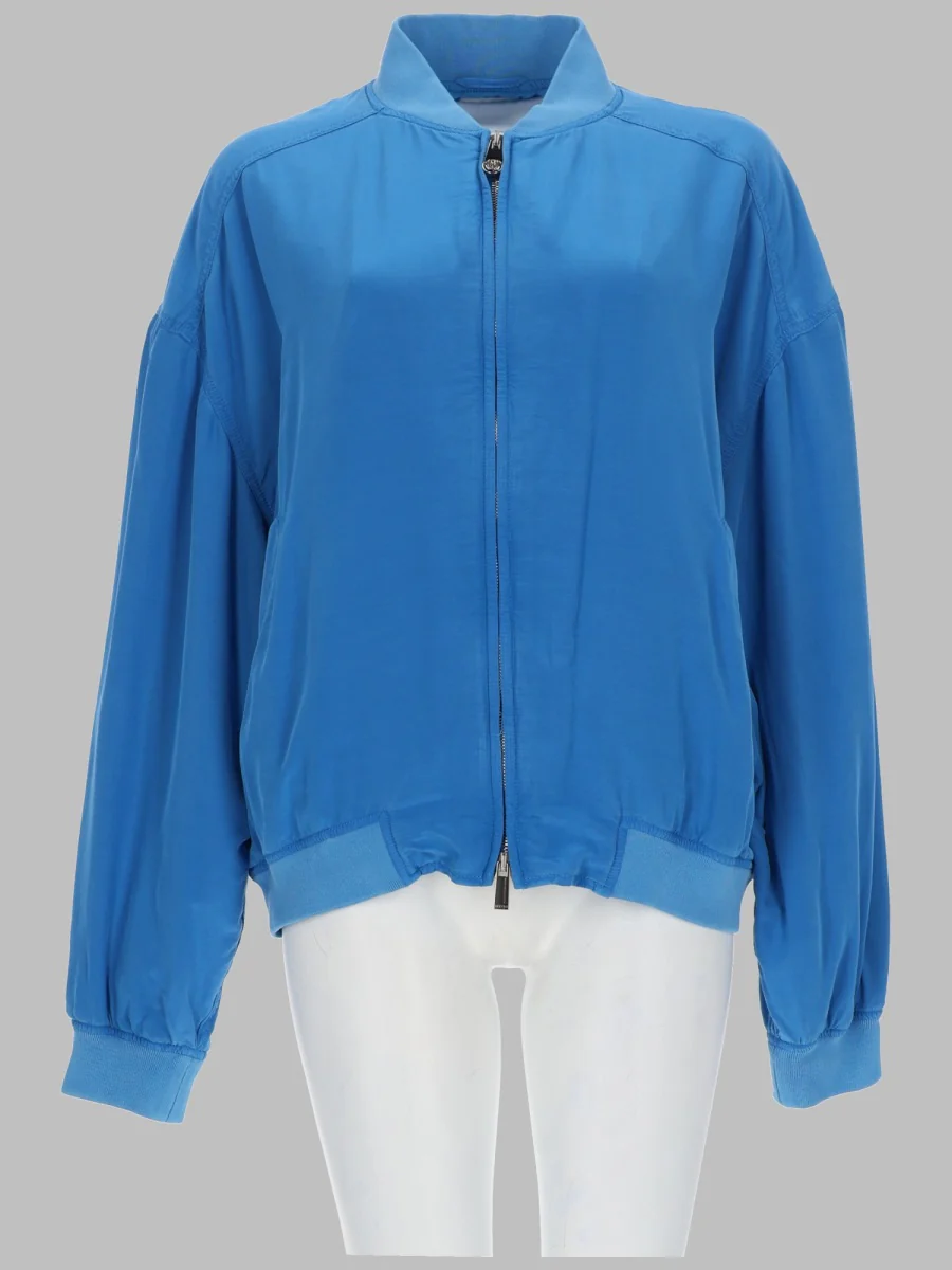 Versace Silk Blouson Jacket with Zip Front