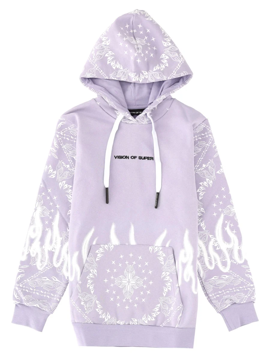 Vision of Super Unisex Kids Cotton Hoodie with Bandana Print