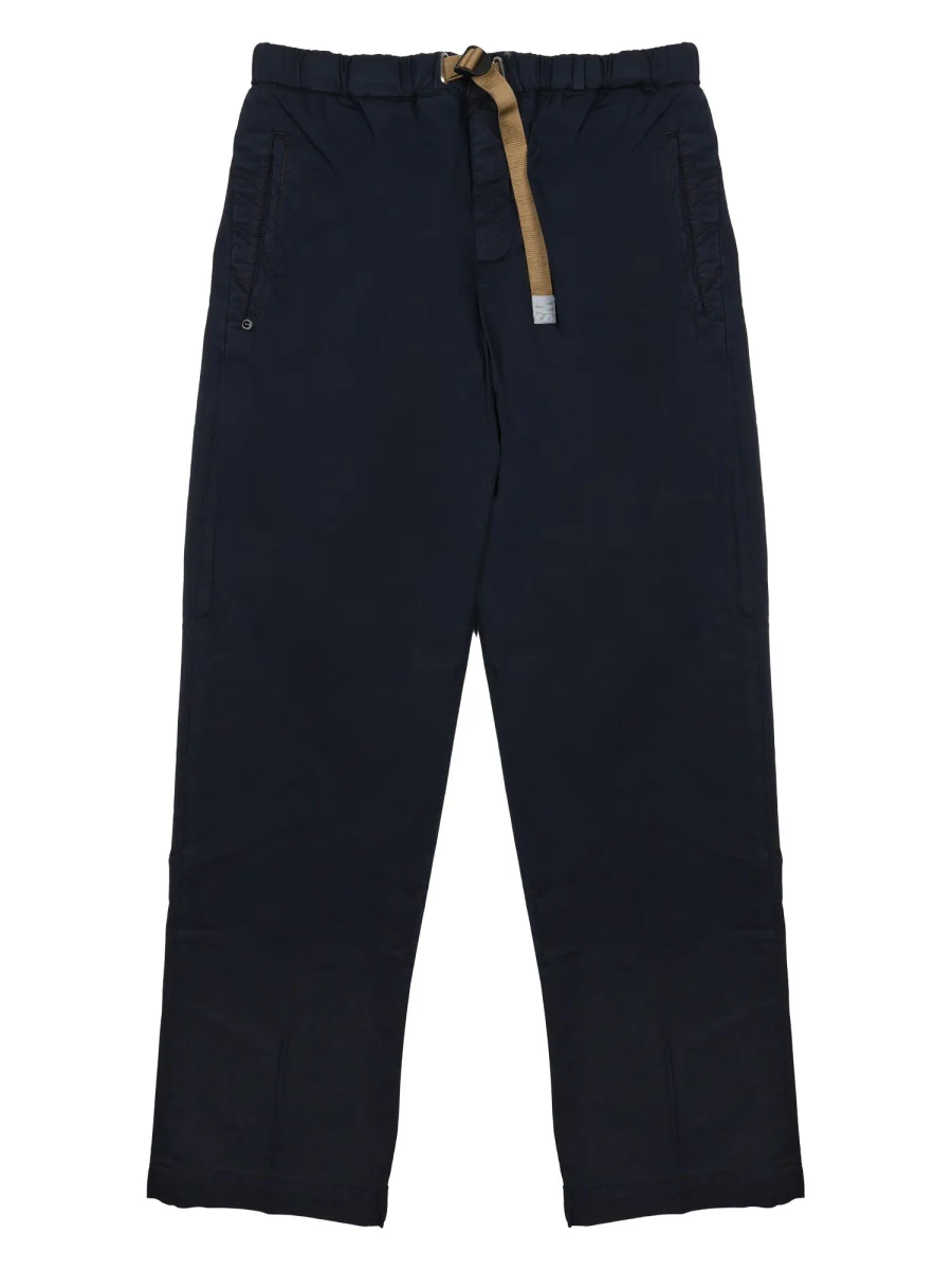 White Sand Cotton Trousers with Belt for Men