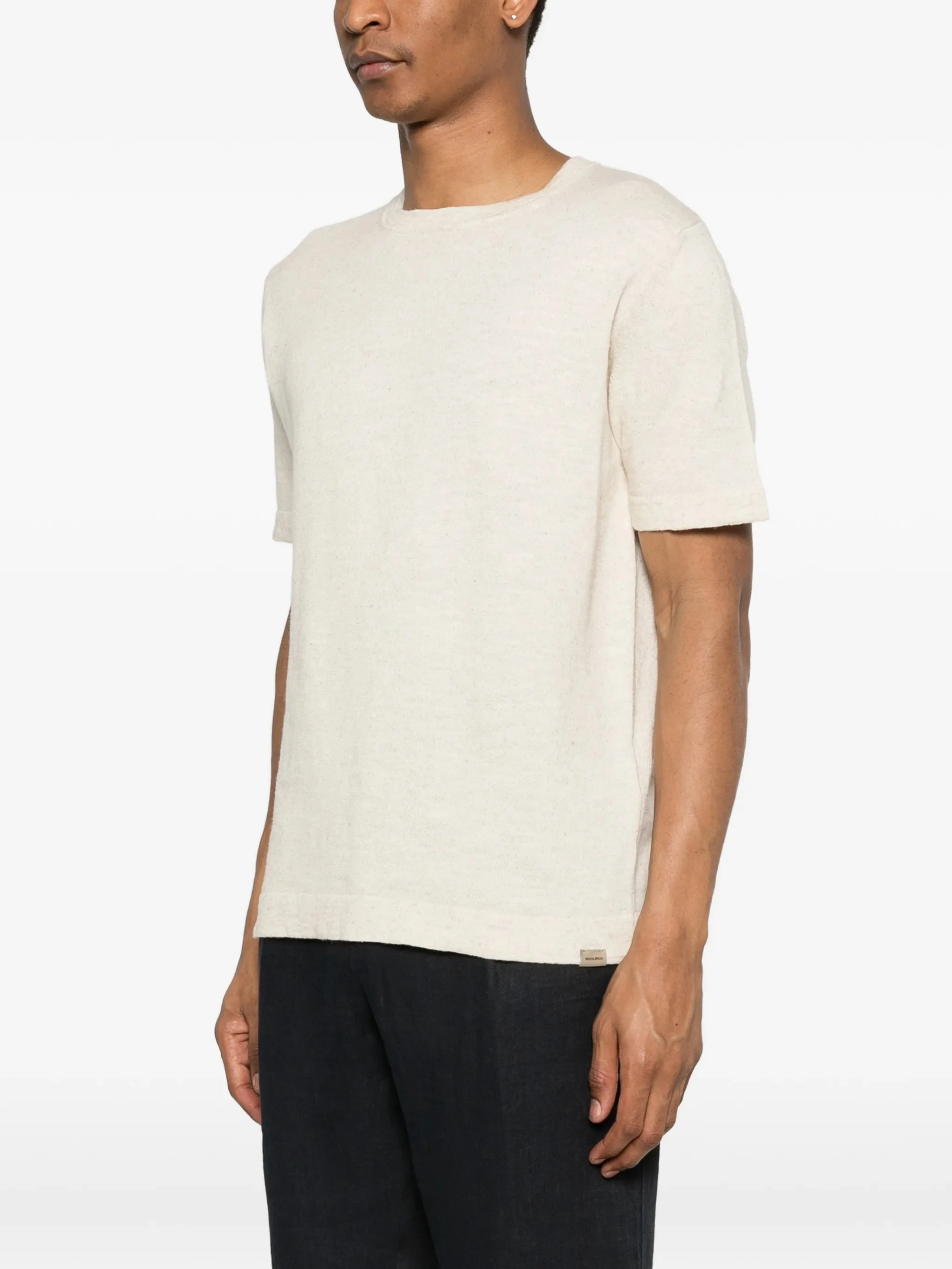Woolrich Men’s Cotton-Linen Knit Short-Sleeve T-Shirt - Image 3